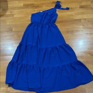 Amazon Women's Royal Blue One-Shoulder Maxi Dress